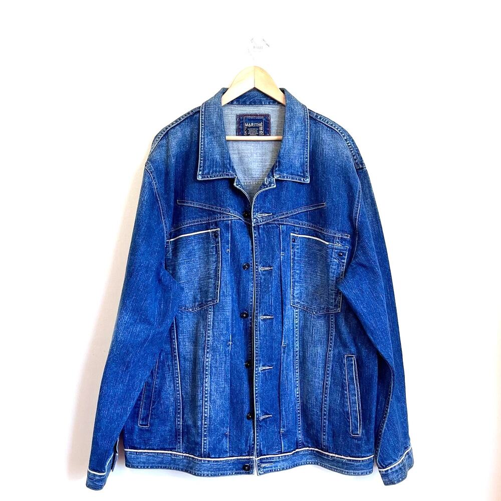 Vintage Y2K Marithe Francois Girbaud Mens Jacket Size 3XL Blue Denim Oversized‎
